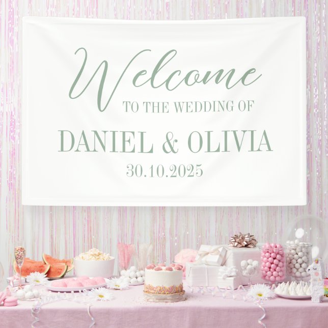 Elegante Charm Green Wildblume Wed Seating Charts Banner (Party)