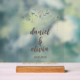 Elegante Charm Green Wildblume Wedding Acrylschild