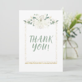 Elegante Charm Green Wildblume Wedding Dankeskarte