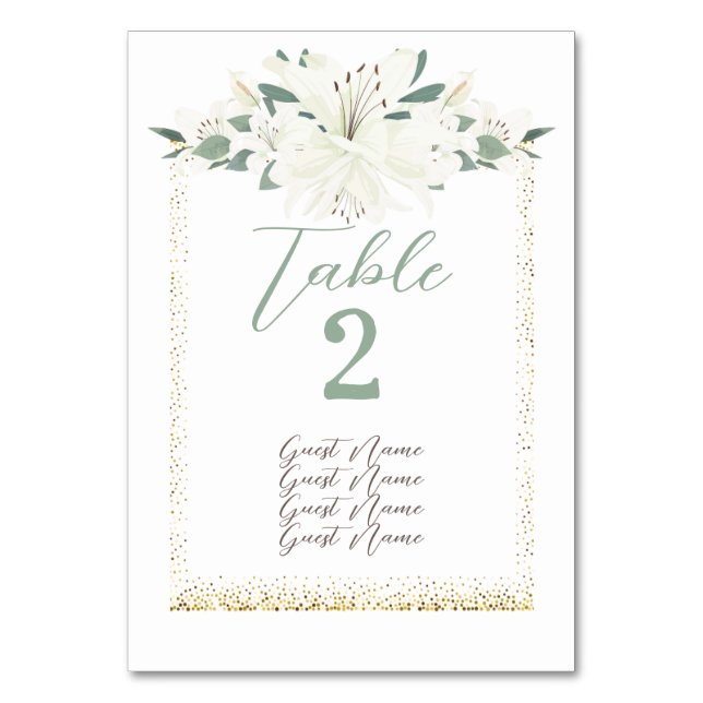 Elegante Charm Green Wildblume Wedding Tischnummer (Rückseite)