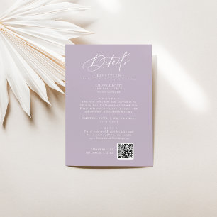 Elegante Charm Lavender Lila Wedding Details Card Begleitkarte