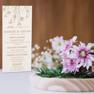 Elegante Charm Wild Blume Wedding Menükarte