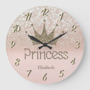 Elegante charmante Tiara, Prinzessin, Glitzernder Große Wanduhr