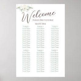 Elegante Charme Grüne Wildblume Hochzeitssitzkarte Poster