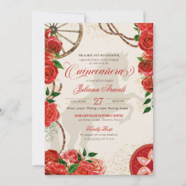 Elegante Charro Rote Rosen Western Ranch Quinceane Einladung