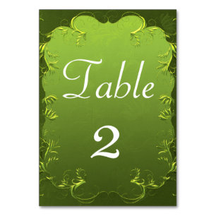 Elegante Chartreuse Blue Wedding Reception Tischnummer