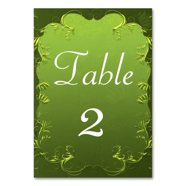 Elegante Chartreuse Blue Wedding Reception Tischnummer (Vorderseite)