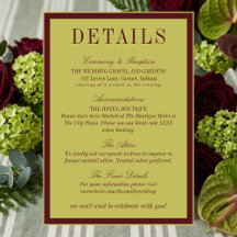 Elegante Chartreuse-Burgunder-Hochzeitsdetails