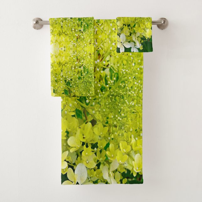 Elegante Chartreuse Green Limelight Hydrangea Badhandtuch Set (Insitu)