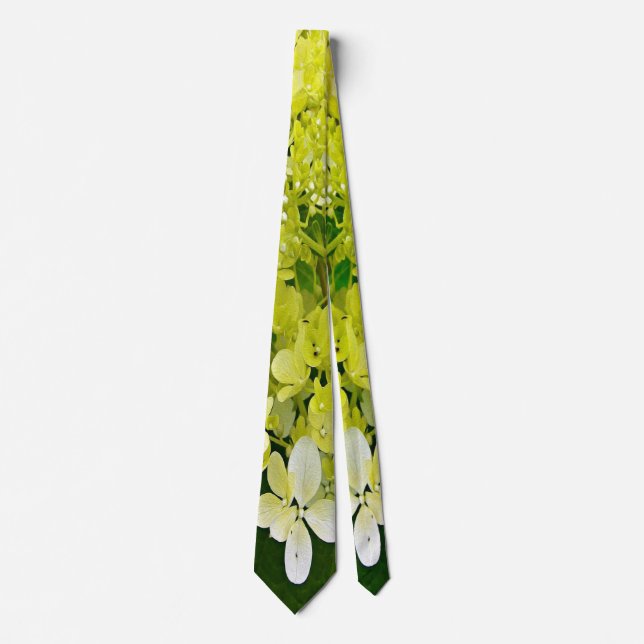 Elegante Chartreuse Green Limelight Hydrangea Krawatte (Vorderseite)