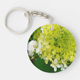 Elegante Chartreuse Green Limelight Hydrangea Schlüsselanhänger