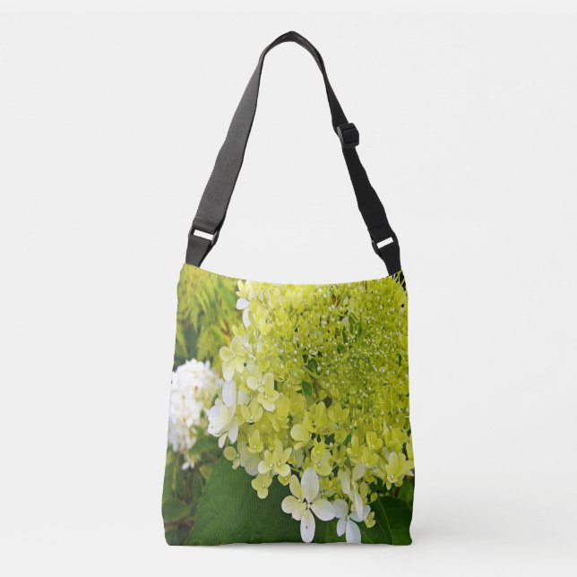 Elegante Chartreuse Green Limelight Hydrangea Tragetaschen Mit Langen Trägern (Vorderseite)
