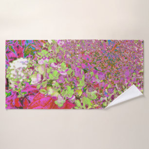 Elegante Chartreuse Green, Pink und Blue Hydrangea Badehandtuch