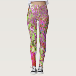 Elegante Chartreuse Green, Pink und Blue Hydrangea Leggings