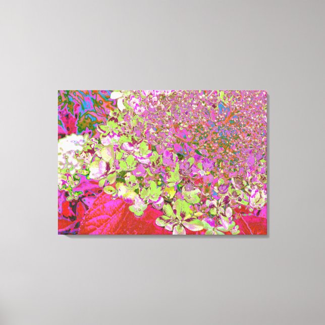 Elegante Chartreuse Green, Pink und Blue Hydrangea Leinwanddruck (Vorderseite)