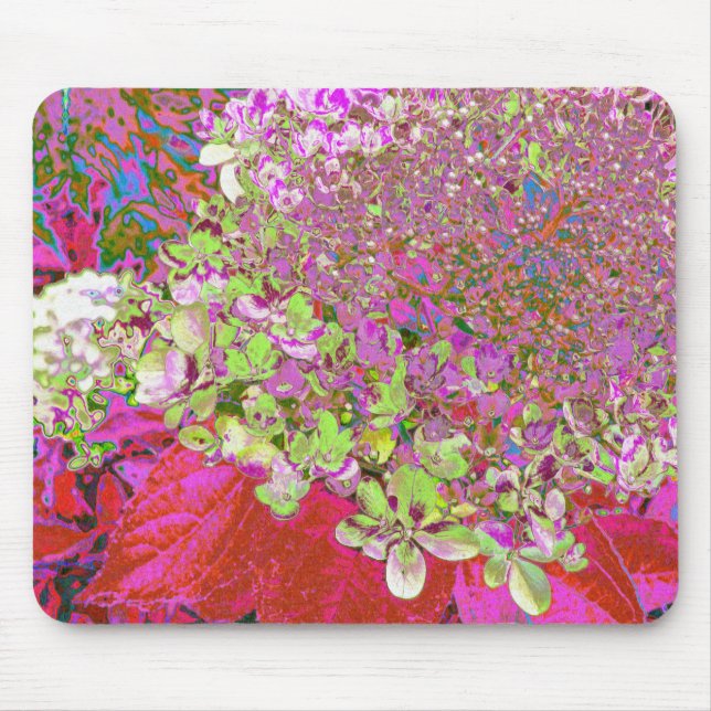 Elegante Chartreuse Green, Pink und Blue Hydrangea Mousepad (Vorne)