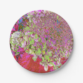 Elegante Chartreuse Green, Pink und Blue Hydrangea Pappteller