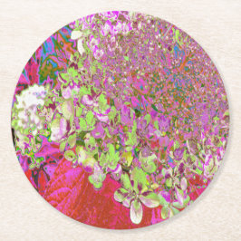 Elegante Chartreuse Green, Pink und Blue Hydrangea Runder Pappuntersetzer