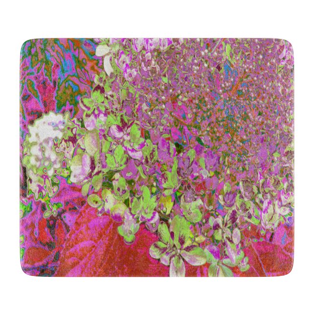 Elegante Chartreuse Green, Pink und Blue Hydrangea Schneidebrett (Vorderseite)