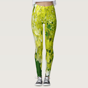 Elegante Chartreuse-Grüne Limelight-Hortensie Leggings