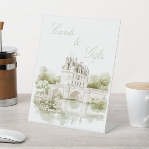 Elegante Chateau Französische Romantik Brautkarten Sockelschild