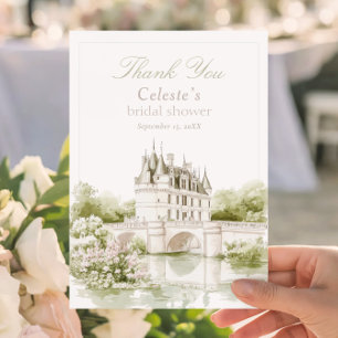 Elegante Château Französische Romantik Brautparty  Dankeskarte