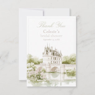 Elegante Château Französische Romantik Brautparty  Dankeskarte