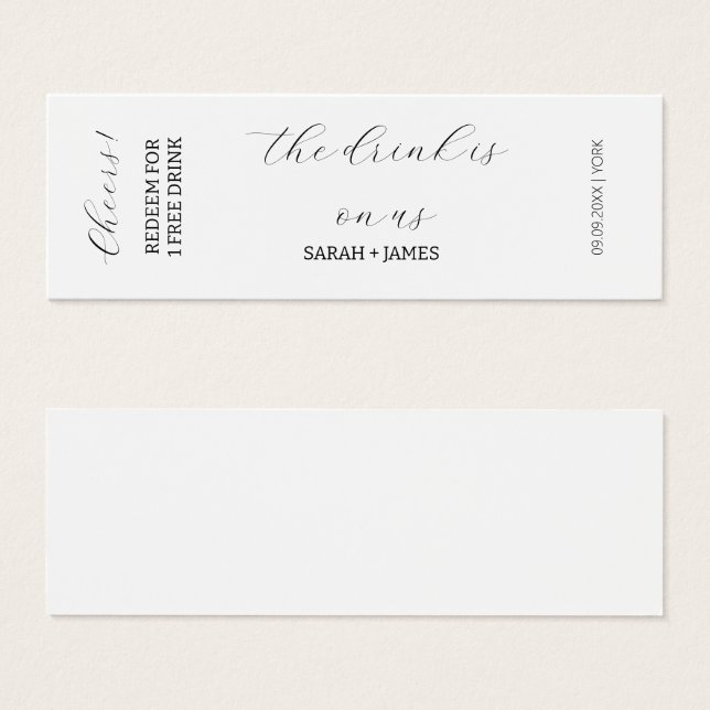 Elégante Cheers de Mariage Boire Carte Billet de B (Devant & derrière)