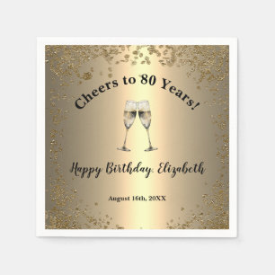 Elegante Cheers Gold 80. Geburtstag Servietten