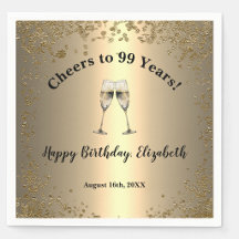 Elegante Cheers Gold 99. Geburtstag Servietten