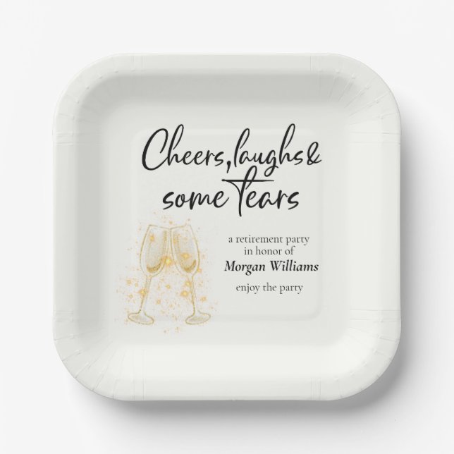 Elegante Cheers Laughs Tears Rentirement Party Pappteller (Vorderseite)