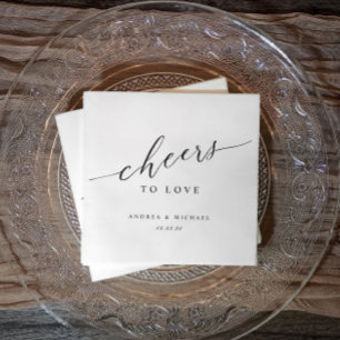 Elegante Cheers to Love Hochzeits-Cocktailserviett Serviette