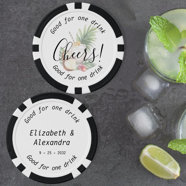 Elegante Cheers Tropical Drink Wedding Pokerchips (Elegant Cheers Tropical Drink Wedding Poker Chips)