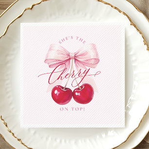 Elegante Cherry am oberen Brautparty Serviette