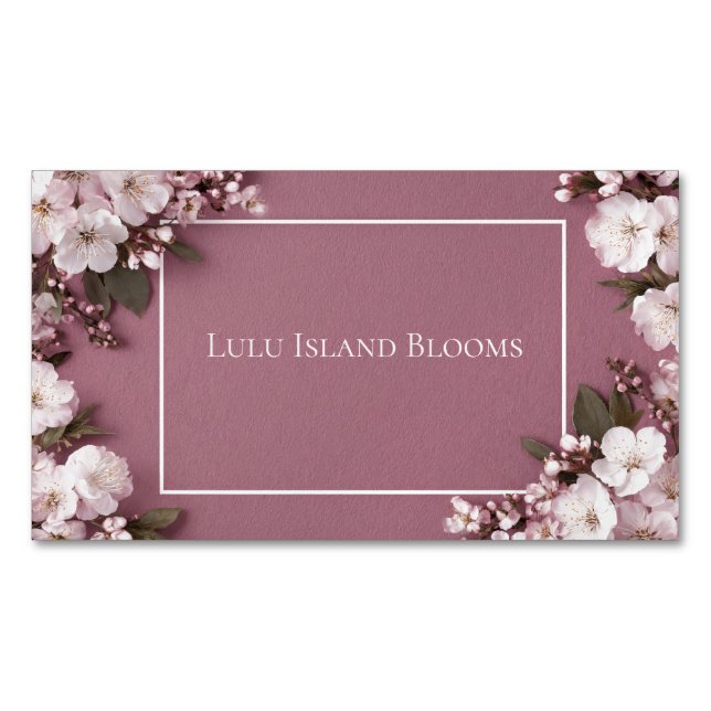 Elegante Cherry Blossom Dusty Rose Magnetische Visitenkarte (Vorderseite)