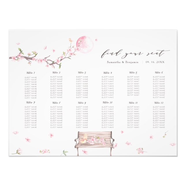 Elegante Cherry Blossom Hochzeitssattelposte Fotodruck (Vorne)