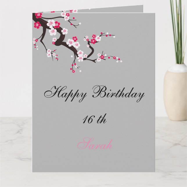 Elegante Cherry Blossom Pink Weiße Blüte Geburtsta Karte (Vorderseite)