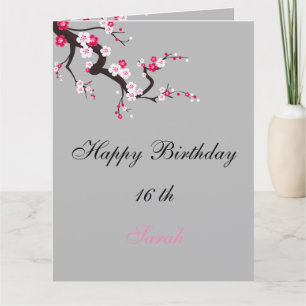 Elegante Cherry Blossom Pink Weiße Blüte Geburtsta Karte