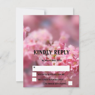 Elegante Cherry Blossom Sakura Blumenhochzeit RSVP Karte
