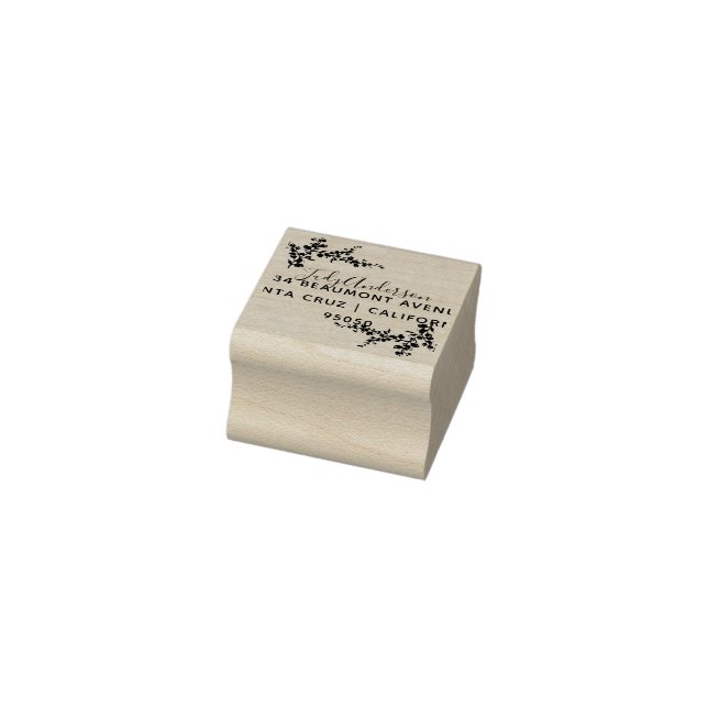 Elegante Cherry Blossom Typografie-Rücksendeadress Gummistempel (Stempel)