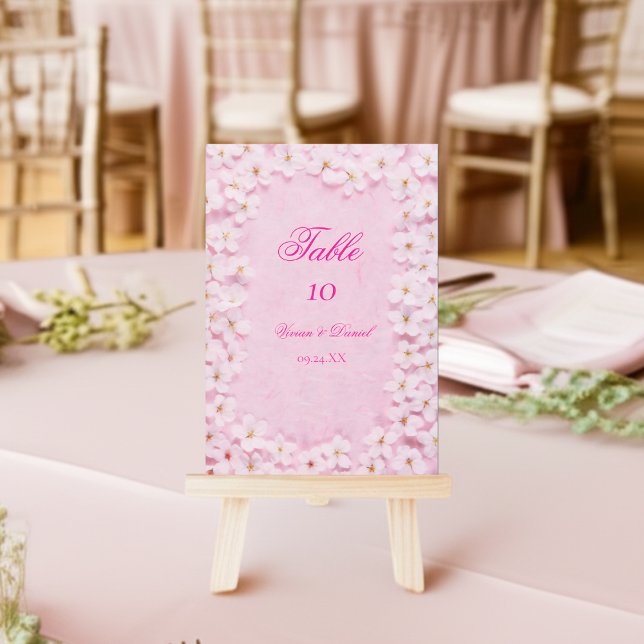 Elegante Cherry Blossom Wedding Tischnummer Card (Von Creator hochgeladen)