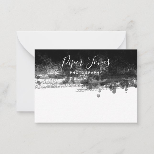 Elegante Chic Black Abstrakt Fotografy Signature Mitteilungskarte (Vorderseite)