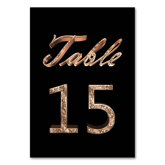 Elegante Chic Black Gold Party Tischnummer 15 (Vorderseite)