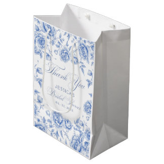 Elegante Chic Blue Toile Chinoiserie Brautparty Mittlere Geschenktüte