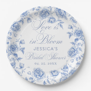 Elegante Chic Blue Toile Chinoiserie Brautparty Pappteller