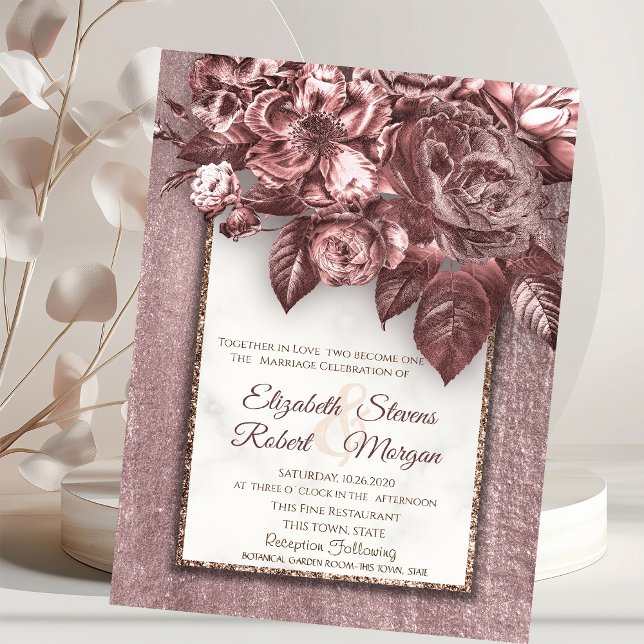 Elegante Chic Blume Burgundy Hochzeit Einladung (Von Creator hochgeladen)