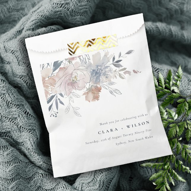 Elegante Chic Blush Wasserfarben Blumenzehen Geschenktütchen (Von Creator hochgeladen)