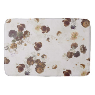 Elegante Chic Brown Beige Rose Blumenmuseum Badematte
