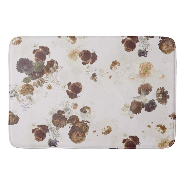Elegante Chic Brown Beige Rose Blumenmuseum Badematte (Vorderseite)