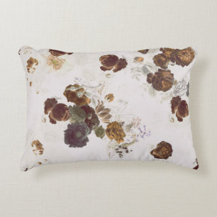Elegante Chic Brown Beige Rose Blumenmuseum Dekokissen